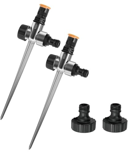 Aspersores de Riego Cesped, Aspersor Jardin, Aspersor de riego automático de 360°, aspersor de jardín, riego para jardín, césped, Plantas, riego,Equipado con Dos adaptadores(2 Piezas)