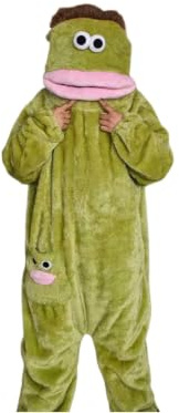 Funny Snuggle Goods Onesies Buddy Pajamas Adult Big Mouth Monster Onesie | Fuzzy Fangs Pjs Fun Silly Goofy Ultra Soft Plush Hooded One-Piece Long Sleeves Loungewear Cozy Green Pajamas Cozy Sleepwear
