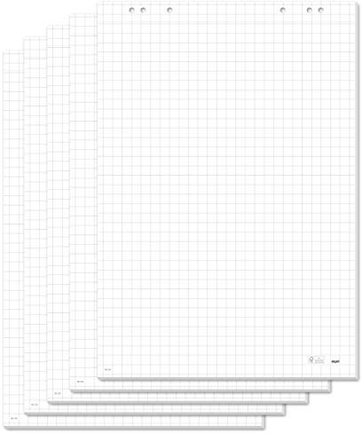Sigel MU165 Flipchartblock für Meet up und Artverum Boards, kariert, mit Perforation, 68x98 cm, 5 Blocks à 20 Blatt, Flipchart-Block