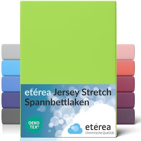 etérea Spannbettlaken für Wasserbett & Boxspringbett 90x200-100x220 cm - Oekotex 95% Baumwolle und 5% Elasthan Spannbetttuch - Öko-Tex Glattes & Feines Bettlaken bis 45 cm Steghöhe - Apfelgrün