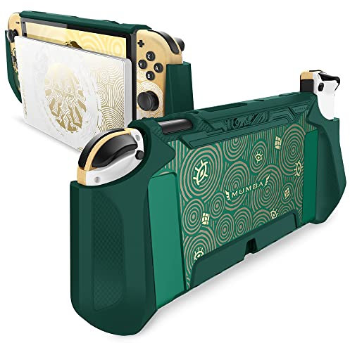 Mumba Dockable Hülle für Nintendo Switch OLED 2021, [Blade Series] TPU Grip Schutzhülle Zubehör Kompatibel mit Nintendo Switch OLED 7 Zoll und Joy-Con Controller, Viridian