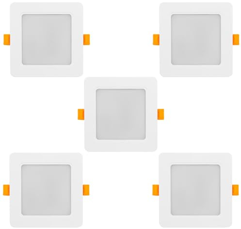 Maclean MCE373 S LED Licht-Panel Einbaustrahler 5-er Pack Deckenstrahler Deckenspot Deckenleuchte Decken-Strahler Einbauleuchte (5-er Pack 9W Einbaustrahler, Eckig)
