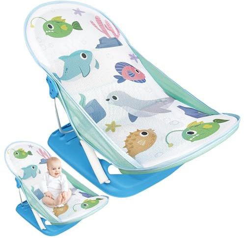 Zuasdvnk Asiento de bañera para niños, bañera plegable para niños, Bañera de baño con asiento plegable para niños, Soporte de bañera con ducha para bañistas ajustable en