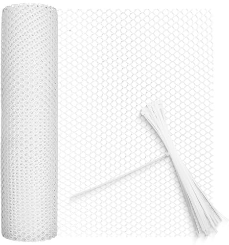 Chicken Wire Mesh Roll Plastic Mesh Fencing 8mm Hole Garden Fencing Mesh Fence Netting Poultry Breeding Netting Temporary Fencing for Yard Garden Balcony (White, 40cm×9m)