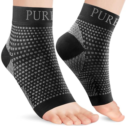 Pure Health Ankel för ligamentskador, ankelstukning, akillesseninflammation, plantar fasciit, smärtlindring i hälen och wrap för kompression (svart, storlek S)