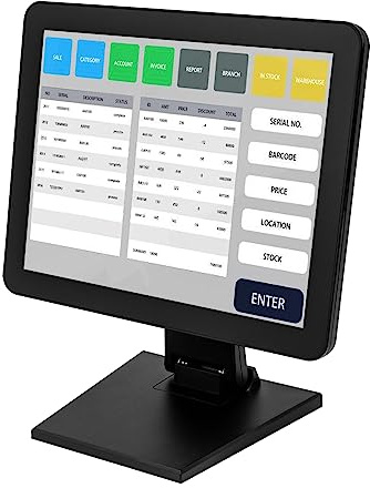 MINRS 15 Pollici LCD Registratore di Cassa Touchscreen, Sistema POS al Dettaglio, Monitor Touch Screen per Ristorante, Bar, Caffè