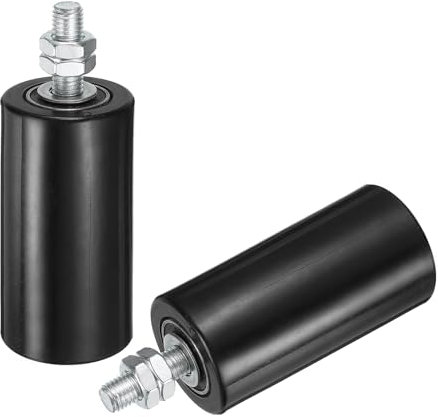 sourcing map Lot de 2 rouleaux de guidage pour portail coulissant, 10,2 cm en nylon, ensemble de support de portail, guide universel à roulement à billes scellé pour porte coulissante, noir