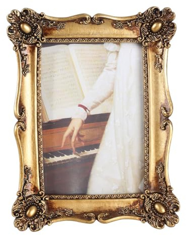 MiOYOOW Portafoto da Tavolo, 5,5 x 3,9 cm Espositore per Foto con Fiori in Rilievo in Resina, Cornice per Foto Vintage per Parete, Scrivania, Camera da Letto, Soggiorno, Cornice per Ritratti