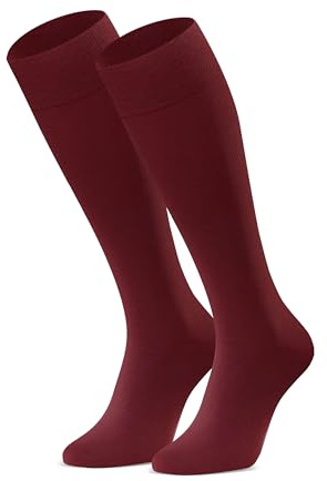 STEVEN Medias de rodilla para niñas y mujeres | Extra fino algodón peinado | Medias largas universales, informales u oficiales | Amplio rango de tallas EU26 - EU40, granate, 38-41