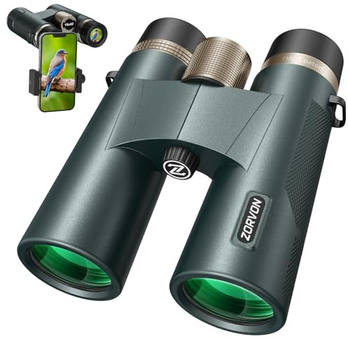 10x42 HD Binoculars for Adults, High Powered Binoculars with BAK4 Prism and Low Light Vision, Waterproof Binoculars with Large Eyepiece for Bird Watching, Hunting, Wildlife Viewing, Hiking, Travel