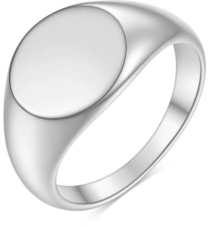 Cadoline Men’s Stainless Steel Round Signet Ring 12mm Flat Top Classic Men’s Fashion Ring