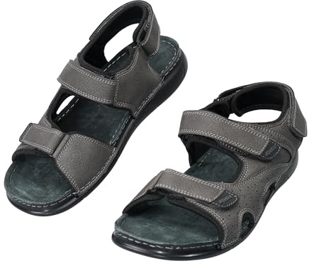 JOMIX Sandali Sportivi Uomo con Chiusura a Strappo Sandali da Camminata Comodo in Pelle Sintetica Scarpe Aperte Casual per Estate e Tempo Libero, MOX260377, Grigio, 42 EU