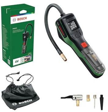 Bosch PNEO Mini Compressore a batteria (incl. set di adattatori di pressione, batteria Compact Power BA 4V 3.0 Ah e borsa in tessuto)