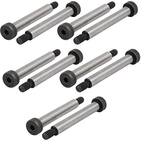 Sourcingmap 10pcs 40Cr Steel Shoulder Bolt 8mm Shoulder Dia 55mm Shoulder Length M6x12mm Thread