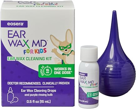 eosera® EAR WAX MD® Kit - Fast-Acting Ear Wax Dissolving Drops, 15mL and Rinsing Bulb Kit | Breaks Down & Dissolves Wax in One Treatment | Clinically Proven, Gentle, Safe | Doctor-Recommended I Age 2+