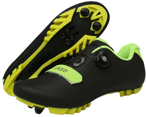 Unisex Cykelskor, Mountainbikeskor För Män Och Damer, Pro MTB Outdoor Sneakers Kompatibla Med Alla SPD, Unisex Cykelsko Med Quick-Rotate Lace System Black, 46 EU