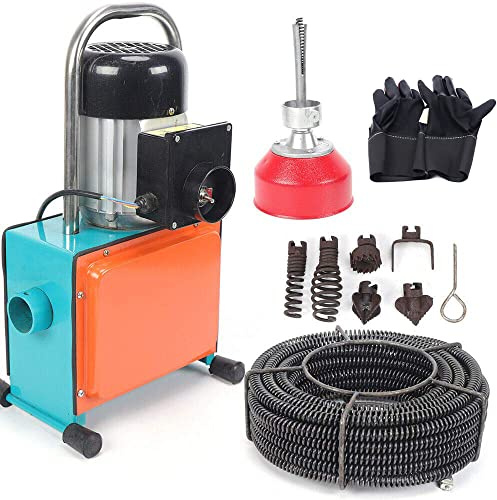 RibasuBB Elektrisk rörrensare, rörrengöringsmaskin, 1 000 W avloppsrensare, rörrensare med 16 mm borrbit set 20–150 mm rengöringsverktyg