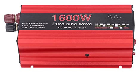 Ren sinusväxelriktare 1 600 W DC 12 V till AC220 V aluminiumlegering, växelriktare, skyddande solcellsväxlare utomhus bil