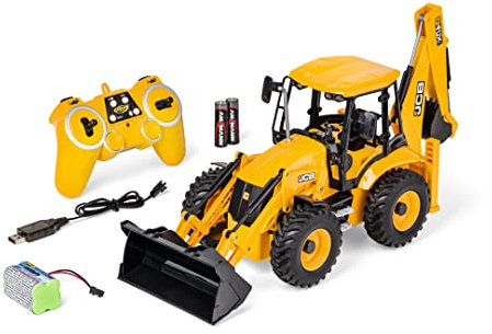 Carson 500907668 1:20 Baggerlader JCB 2.4G 100% RTR - Ferngesteuertes Baufahrzeug für Kinder ab 8 Jahren, RC Bagger mit Funktionen, inkl. Batterien und Fernsteuerung, Gelb