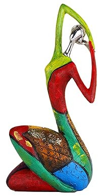 Abstrakte Kunst Frau Skulptur Figuren - Bunte Yoga-Charakter Statue für Moderne Heimdekoration - Handgefertigte Figur mit ausdrucksstarkem Design - Hand-Painted Ölmalerei Frau Statue (C)