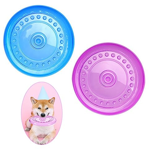 MEISO 2 Stück Frisbee für Hunde, Gummi Frisbee, Hundespielzeug Frisbee, Kauspielzeug für Hunde, Outdoor Hundescheibenspielzeug, Wurfscheibenspielzeug Geeignet für Kleine und Mittelgroße Hunde (B)