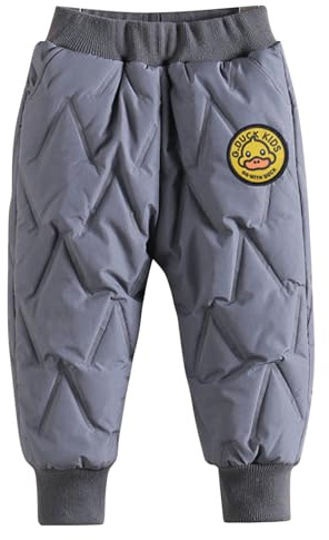 De feuilles Kids Toddler Boys Girls Winter Thick Windproof Trouser Elastic Waistband Padded Warm Snow Pants for Outdoor Sports Grey