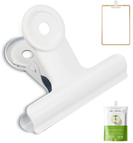 12 Pezzi Bulldog Binder clip, 63mm Clip del Bulldog, Bulldog Clip Raccoglitore, Clip Bulldog in Metallo, Clip per Raccoglitore, per Foto, Borsa per Alimenti, Casa, Scuola, Ufficio (Bianco)