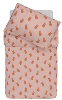 Jollein Parure de lit pour Enfant - Miffy Shadow, Rose Sauvage - 100 x 140 cm - 100% Coton - Certifié Oeko-Tex - Parure de lit pour bébé avec taie d'oreiller