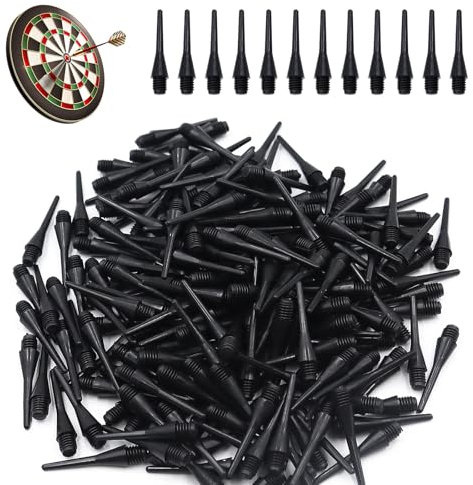 POPAPIE 200 Stück Dartspitzen Kunststoff Ersatzspitze Softdart Spitzen Nicht Leicht zu Brechen Dartpfeil Spitzen Dart Spitzen Soft für Dartsportbegeisterte Dart Zubehör für Elektronische (Schwarz)