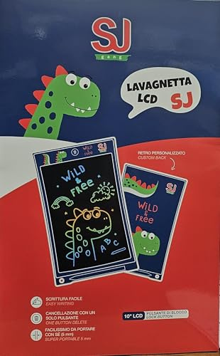 Lavagnetta LCD SEVEN SJ GANG, Schermo 10 LCD, Cancellazione con un Solo Pulsante, Portatile 5 mm - DINOSAURO