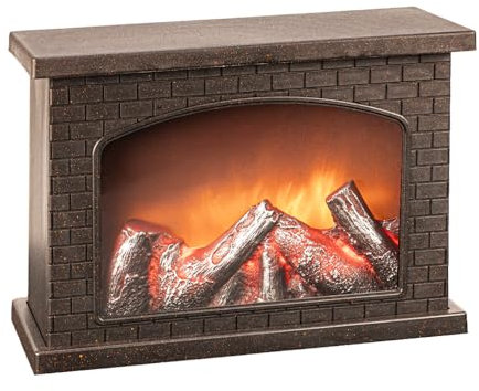 Ideen mit Herz LED-Kamin | Deko Kaminfeuer | elektrisch | batteriebetrieben | ohne Heizung | realistischer Feuer-/Flammen-Effekt | 28 x 11,8 x 19,8 cm | mit Timer-Funktion