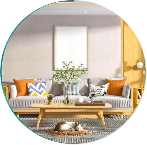 DRERIO Espejo Redondo sin Marco de 50 cm diametro - Espejos Adhesivo Decorativos para Pegar en Pared - Entrada Recibidor - Ideal para Decoracion de Baño, Salon y Entraditas Recibidores (50 cm)
