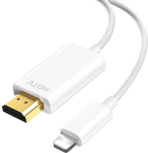 Oliveria HDMI Lightning Cable, HDMI Adapter 2 M,Adapter Lightning to HDMI 1080P for iPhone 14, 13, 12, 11, PS3/4/5,Projector,TV,HDTV,PC,Laptop,Plug and Play