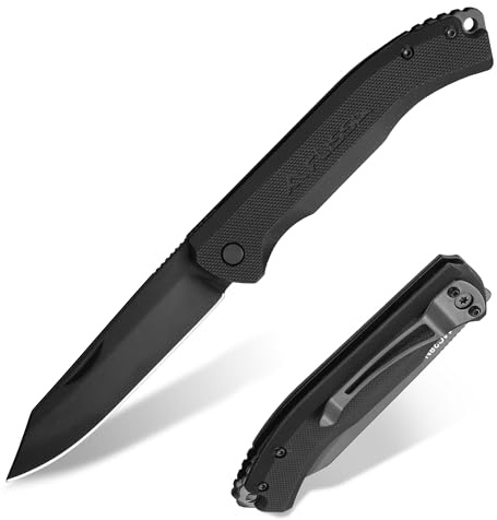 FLISSA Klappmesser, EDC Taschenmesser mit G10 Griff, Slipjoint Messer ohne Verriegelung, 14C28N Edelstahlklinge, CNC-geschliffen, Gürtelclip, Ideal für Camping, Outdoor & Alltag