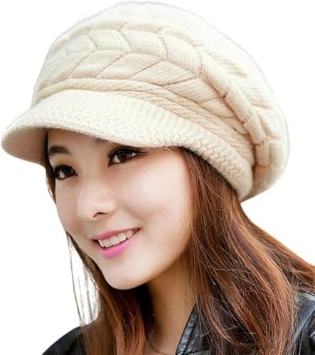 MAOSHYMS Bonnet Hiver pour Femme,Beanie Caps Chapeau d'hiver Femme, Casquette Hiver Quotidien pour Femmes (Beige)