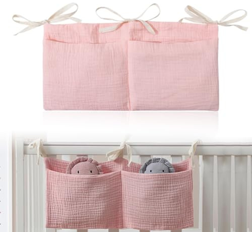 GNALIA Organisateur Table À Langer Bébé 1 Unité 38X18Cm Rose 2 Poches Pour Couches Jouets Lit Bébé
