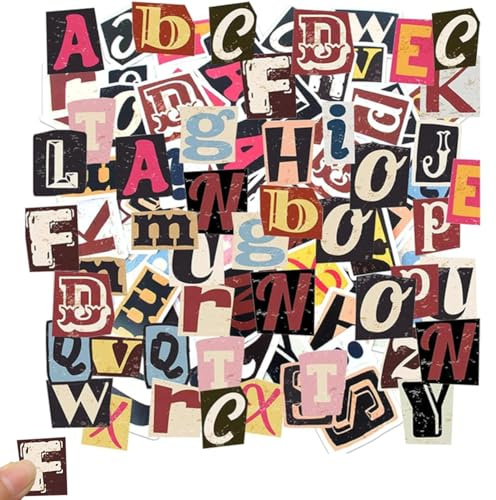 104 Pegatinas Vintage de Letras, Calcomanías Autoadhesivas e Impermeables para Scrapbooking, Álbumes de Recortes, Decoración de Carteles, Buzones, Bolsas de Viaje, Manualidades y Proyectos DIY