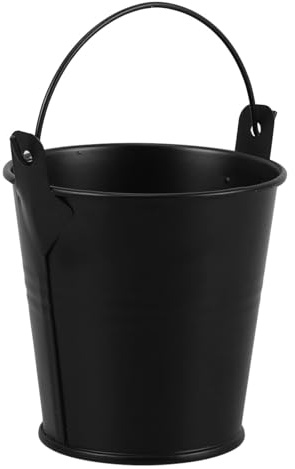 NIYANGLE Secchio per Griglia da Esterno in Ferro Nero 7,7x7,5x5,6 Cm Raccogli Gocce per Barbecue, Accessorio Multifunzionale per Ridurre Fumo e Macchie, Facile da Pulire e Trasportare