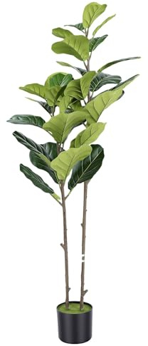 Generic 3,94 fot ficus lyrata fikonblad realistisk konstgjord fikonträd växt för heminredning och kontor hållbar plast