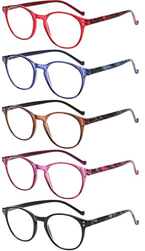 NORPERWIS 5 Pairs Reading Glasses - Standard Fit Spring Hinge Readers Glasses for Men and Women (Black Purple Red Blue Brown, 2.50)
