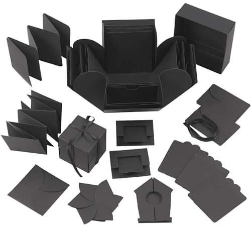 Creativ 25378 Explosionsbox, Größe 7 x 7 x 7,5 cm + 12 x 12 x 12 cm, Schwarz