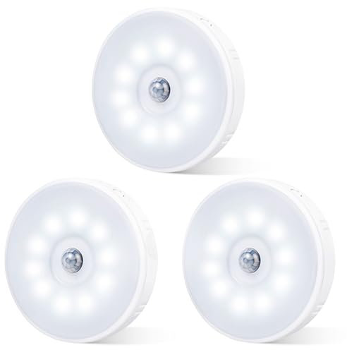innotree 3 Pack Motion Sensor Lights Indoor,Battery Powered Rechargeable LED Night Light for Stairs, Bathrooms, Hallways, Closets, Kitchens, Under Cabinets