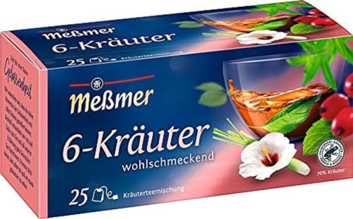 Meßmer 6-Kräuter-Mischung | 25 Teebeutel | Vegan | Glutenfrei | Laktosefrei