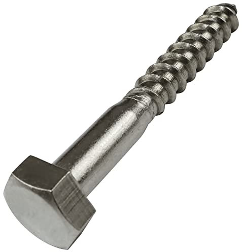 AERZETIX - C59120 - Juego de 10 Tornillos para madera con cabeza hexagonal tirafondos Ø8x60mm autorroscante - DIN 571 - en acero inoxidable A2