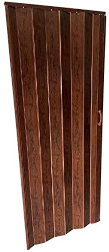 Falttür Kunststoff PVC Falttüre Schiebetür Nischentür Raumtrennung Faltwand Farben Weiß, Nussbaum, Grau, Mahagoni/Braun 82x203cm (Mahagoni/Braun)