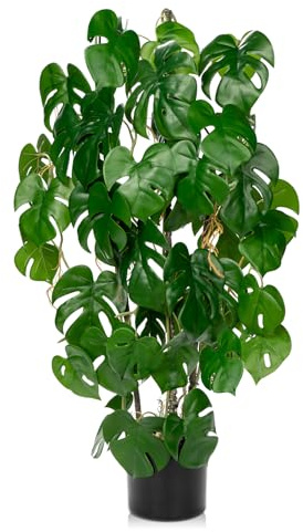 Oairse Fake Plants 76cm Artificial Plants Indoor in Black Pots Decorative Faux Monstera Plants Potted Large Floor Plant Tree Artificial Monstera Plant for Office Home Bathroom Outdoor Decor