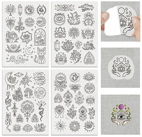 BENECREAT 63pcs Water Soluble Embroidery, 30x21cm Devil's Eye Pattern Transfers Water Soluble Stabilizer for Embroidery Stick and Stitch Embroidery Designs