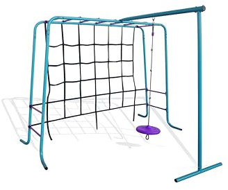 Plum Kids Outdoor Climbing Frame with Monkey Bars, Swing & Cargo Net – Metal Garden Playset for Children Ages 3+ | Durable Fun for Years | Safe & Strong