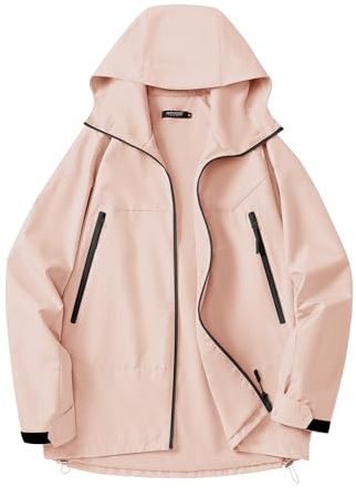 Avoogue Womens Windbreaker Jackets Lightweight Raincoat Rain Gear for Women Waterproof Light Pink M