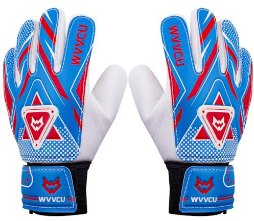 WVVOU Torwarthandschuhe Kinder und Jugendliche, Fußball Torwarthandschuhe, Fußballhandschuhe, Doppeltem Schutz, Tragbarkeit, Super Halt